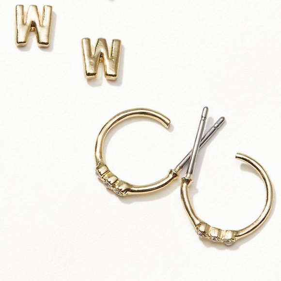 [sold out] Pave crystal mini hoop earrings - Picture 2 of 3